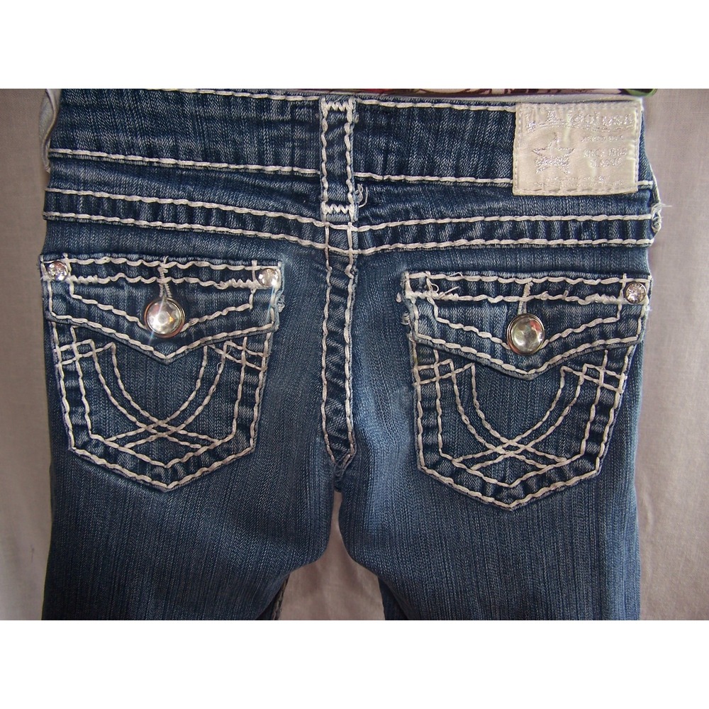 LA IDOL RHINESTONE SHORTS flap pocket  NICE STITCHING SIZE 3